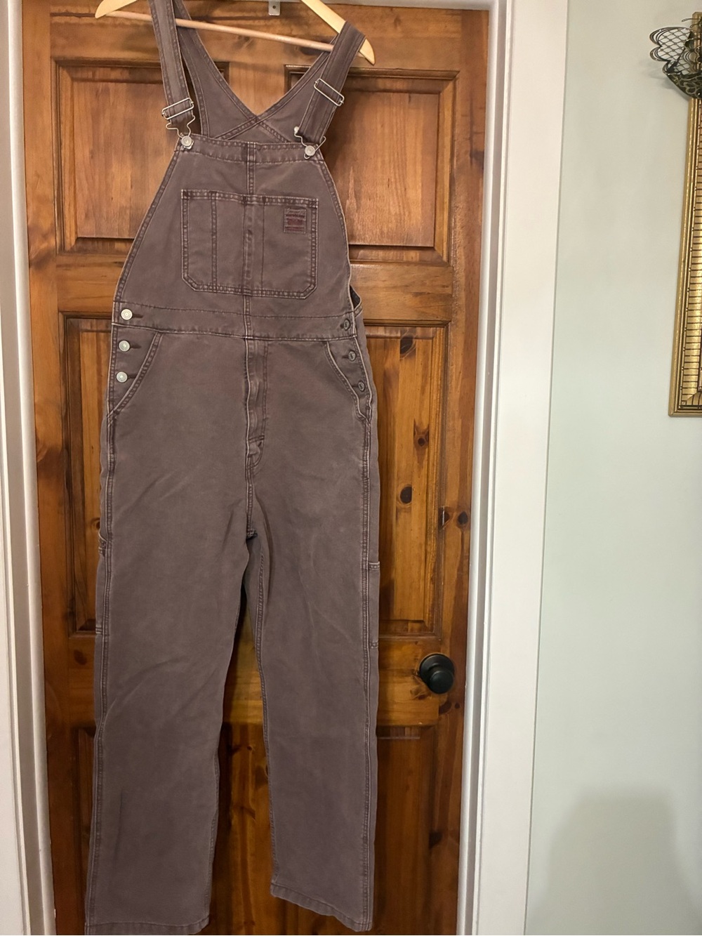 Levi's Women's L Brown Duck Canvas Denim Overalls Relaxed Fit Work To Be Done
